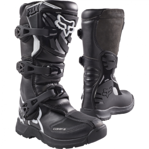 Мотоботы подростковые Fox Comp 3 Youth Boot Black, Y6, 2021 (18238-001-6) pitbikemarket.ru