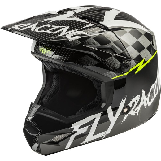 Шлем детский (кроссовый) FLY RACING KINETIC SKETCH ECE черный/белый/Hi-Vis желтый матовый    YM pitbikemarket.ru